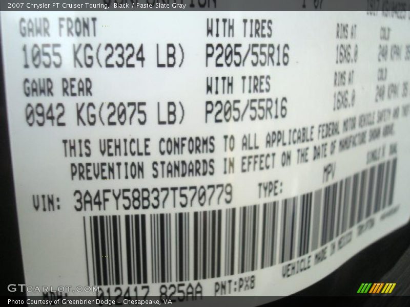 Black / Pastel Slate Gray 2007 Chrysler PT Cruiser Touring