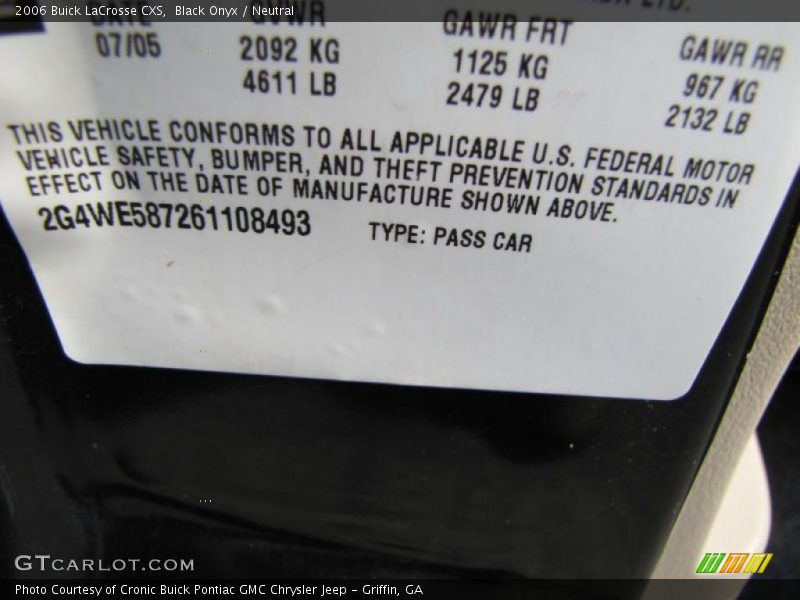 Black Onyx / Neutral 2006 Buick LaCrosse CXS