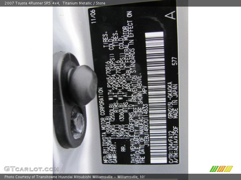 Titanium Metallic / Stone 2007 Toyota 4Runner SR5 4x4
