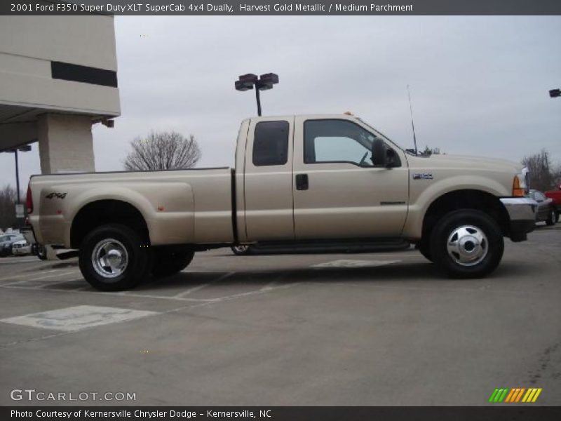 Harvest Gold Metallic / Medium Parchment 2001 Ford F350 Super Duty XLT SuperCab 4x4 Dually