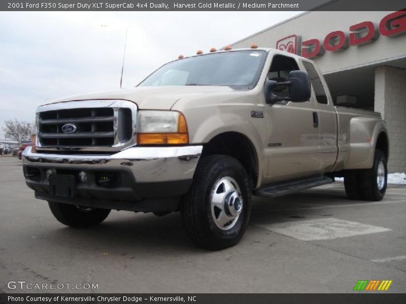 Harvest Gold Metallic / Medium Parchment 2001 Ford F350 Super Duty XLT SuperCab 4x4 Dually