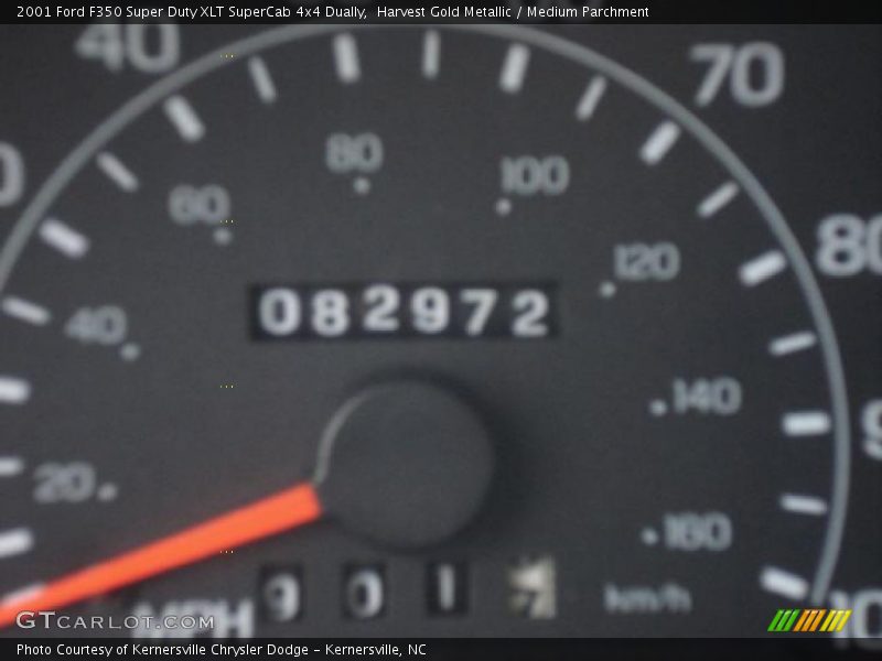 Harvest Gold Metallic / Medium Parchment 2001 Ford F350 Super Duty XLT SuperCab 4x4 Dually