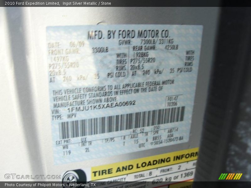 Ingot Silver Metallic / Stone 2010 Ford Expedition Limited