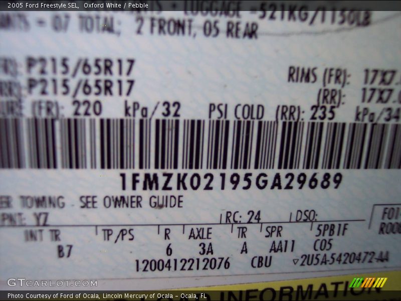 Oxford White / Pebble 2005 Ford Freestyle SEL