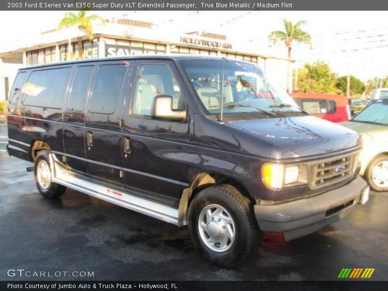 True Blue Metallic / Medium Flint 2003 Ford E Series Van E350 Super Duty XLT Extended Passenger