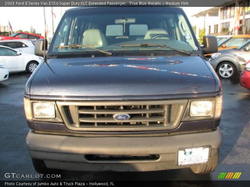 True Blue Metallic / Medium Flint 2003 Ford E Series Van E350 Super Duty XLT Extended Passenger