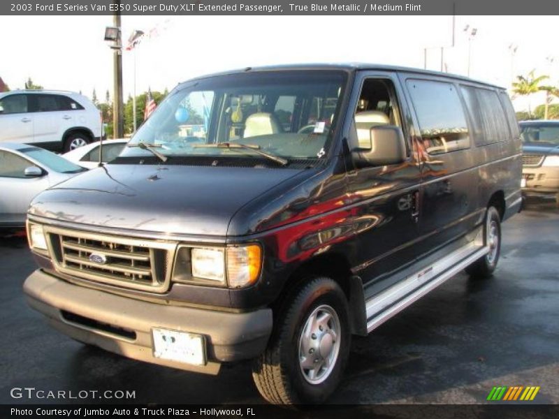 True Blue Metallic / Medium Flint 2003 Ford E Series Van E350 Super Duty XLT Extended Passenger