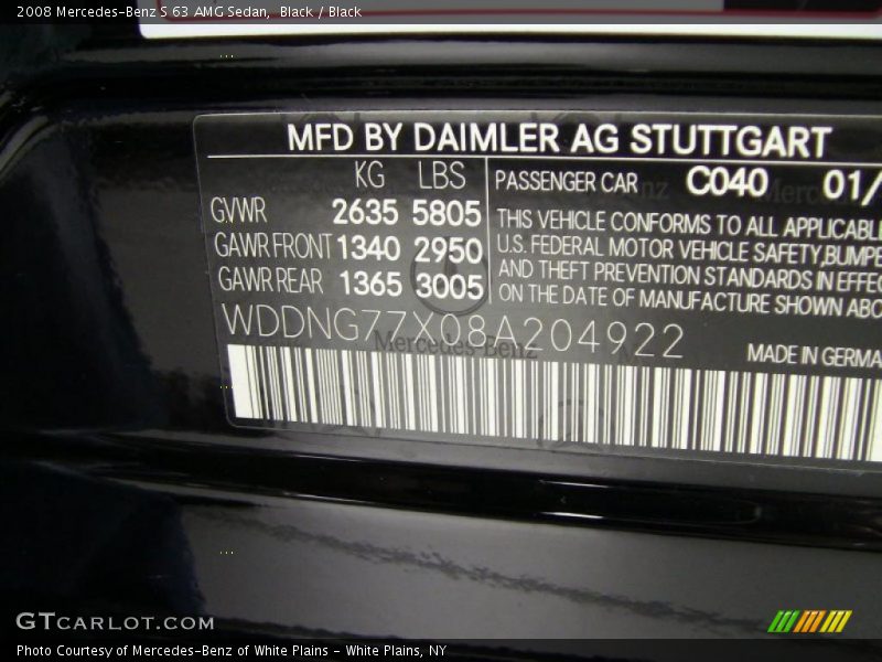 Black / Black 2008 Mercedes-Benz S 63 AMG Sedan