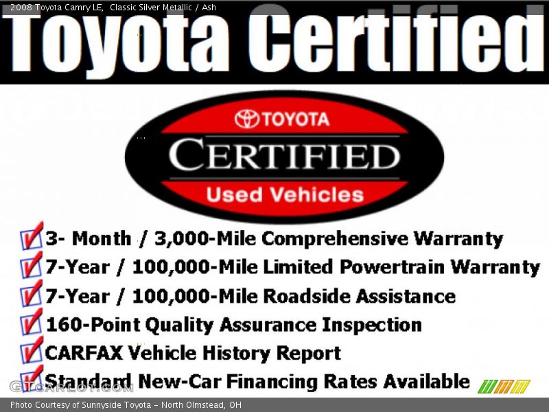 Classic Silver Metallic / Ash 2008 Toyota Camry LE