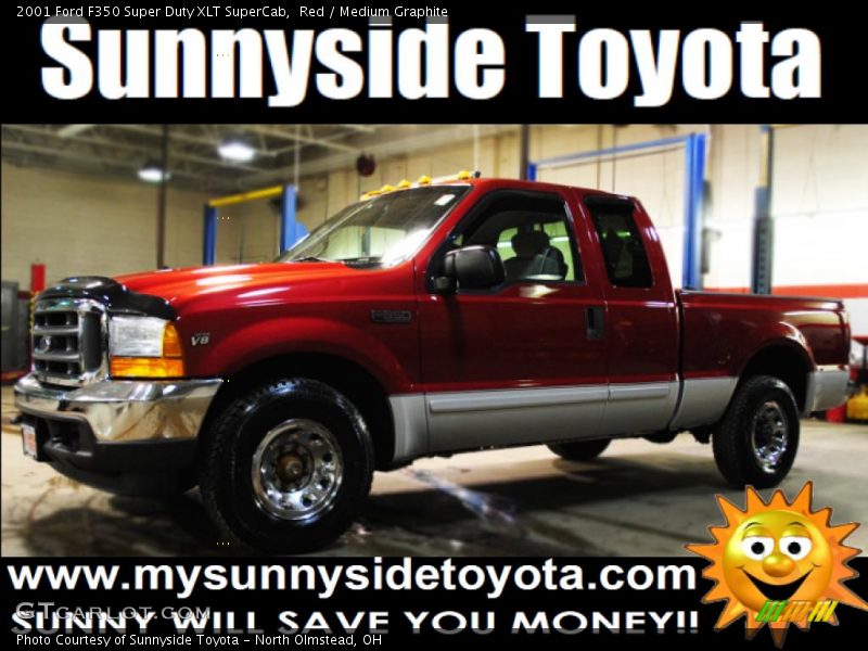 Red / Medium Graphite 2001 Ford F350 Super Duty XLT SuperCab