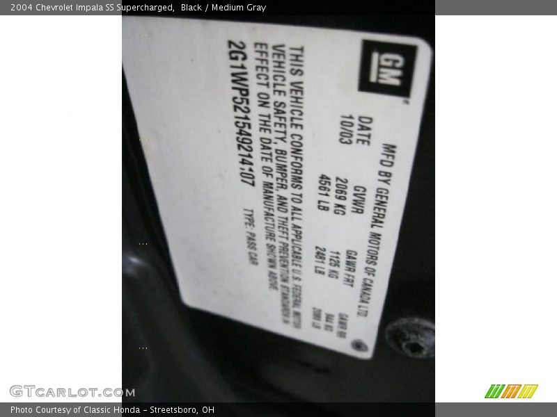 Black / Medium Gray 2004 Chevrolet Impala SS Supercharged