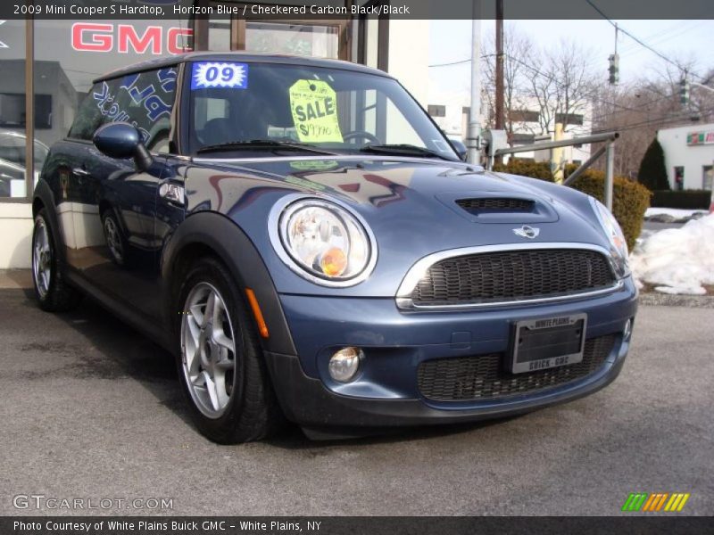 Horizon Blue / Checkered Carbon Black/Black 2009 Mini Cooper S Hardtop