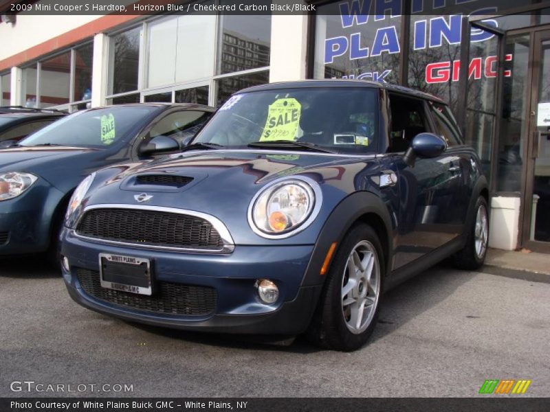 Horizon Blue / Checkered Carbon Black/Black 2009 Mini Cooper S Hardtop