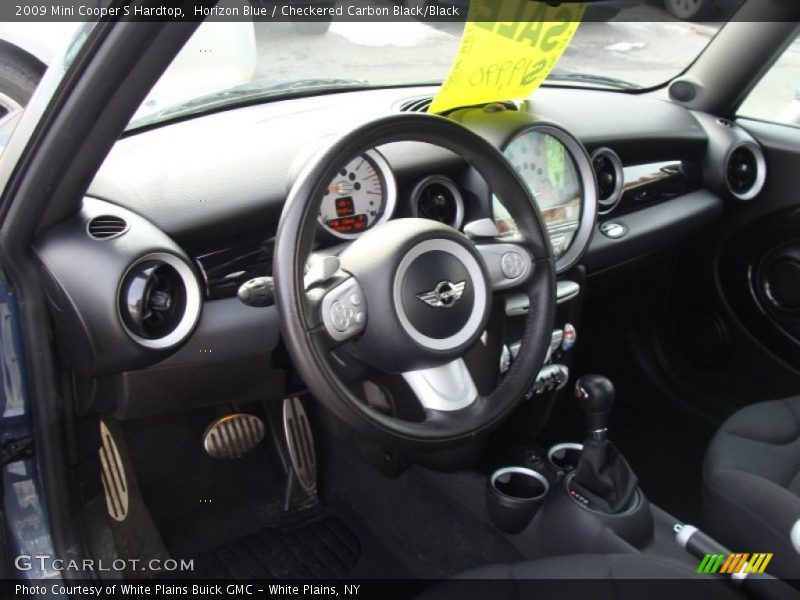 Horizon Blue / Checkered Carbon Black/Black 2009 Mini Cooper S Hardtop