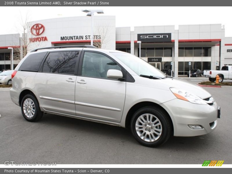 Silver Shadow Pearl / Stone 2008 Toyota Sienna Limited AWD