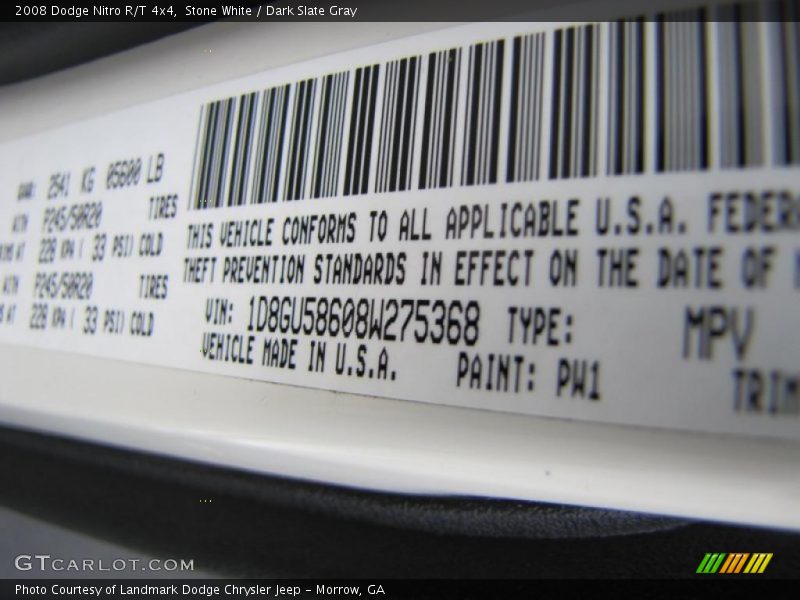 Stone White / Dark Slate Gray 2008 Dodge Nitro R/T 4x4