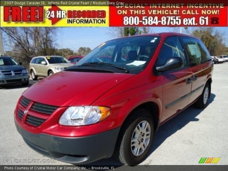 Inferno Red Crystal Pearl / Medium Slate Gray 2007 Dodge Caravan SE