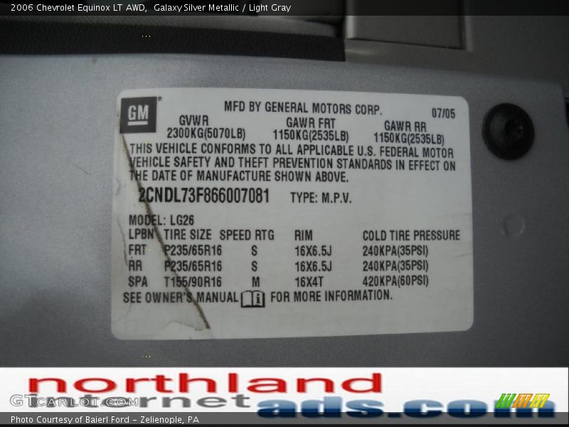Galaxy Silver Metallic / Light Gray 2006 Chevrolet Equinox LT AWD