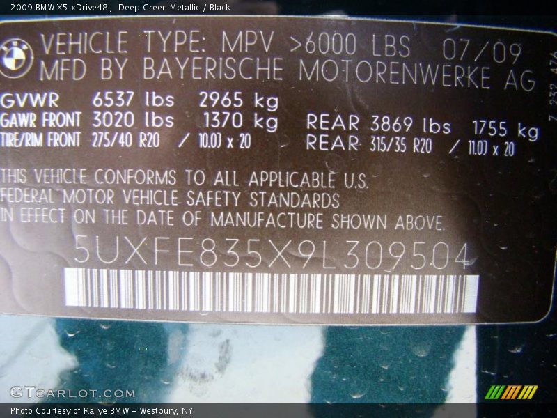 Deep Green Metallic / Black 2009 BMW X5 xDrive48i