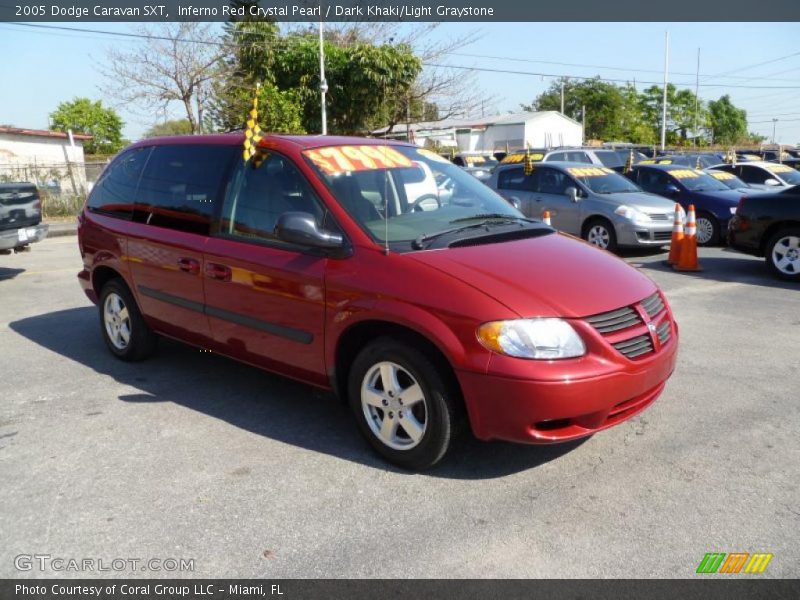 Inferno Red Crystal Pearl / Dark Khaki/Light Graystone 2005 Dodge Caravan SXT