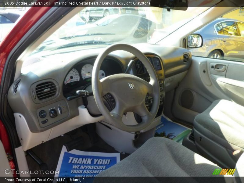 Inferno Red Crystal Pearl / Dark Khaki/Light Graystone 2005 Dodge Caravan SXT
