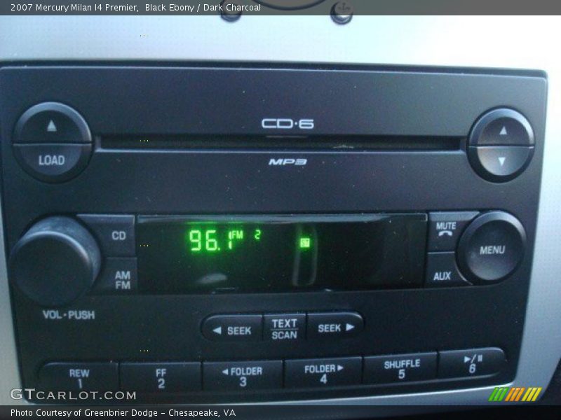 Black Ebony / Dark Charcoal 2007 Mercury Milan I4 Premier