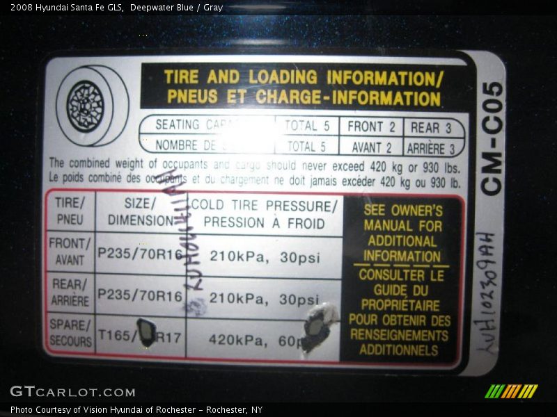 Deepwater Blue / Gray 2008 Hyundai Santa Fe GLS