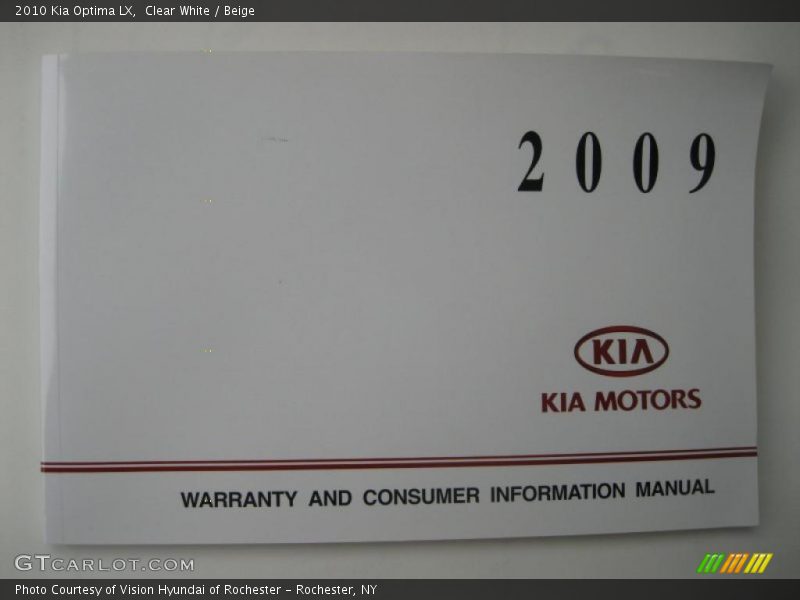 Clear White / Beige 2010 Kia Optima LX