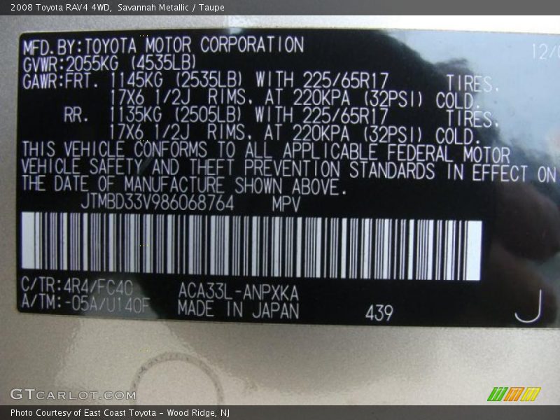 Savannah Metallic / Taupe 2008 Toyota RAV4 4WD