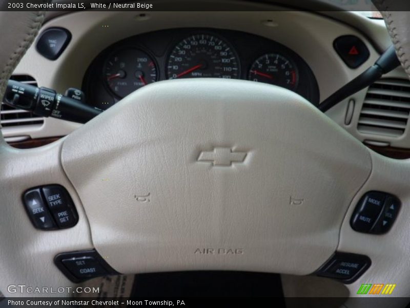White / Neutral Beige 2003 Chevrolet Impala LS