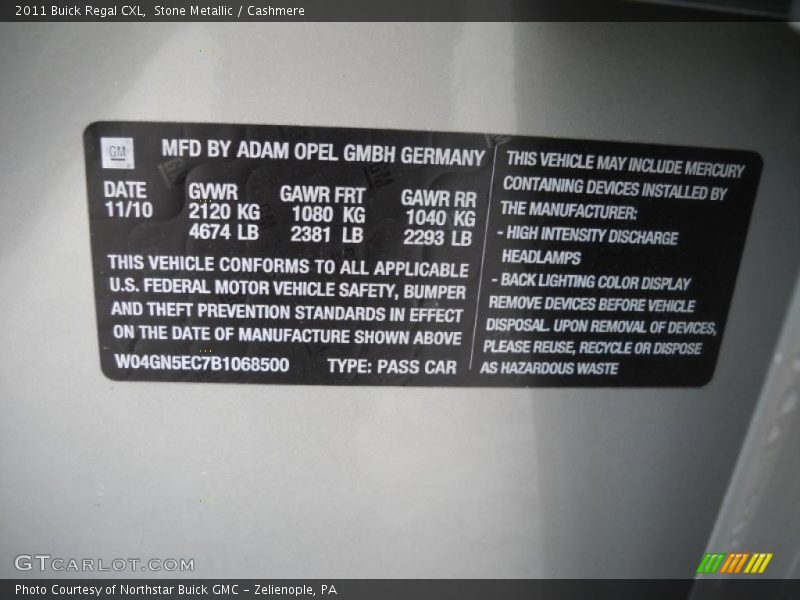 Stone Metallic / Cashmere 2011 Buick Regal CXL