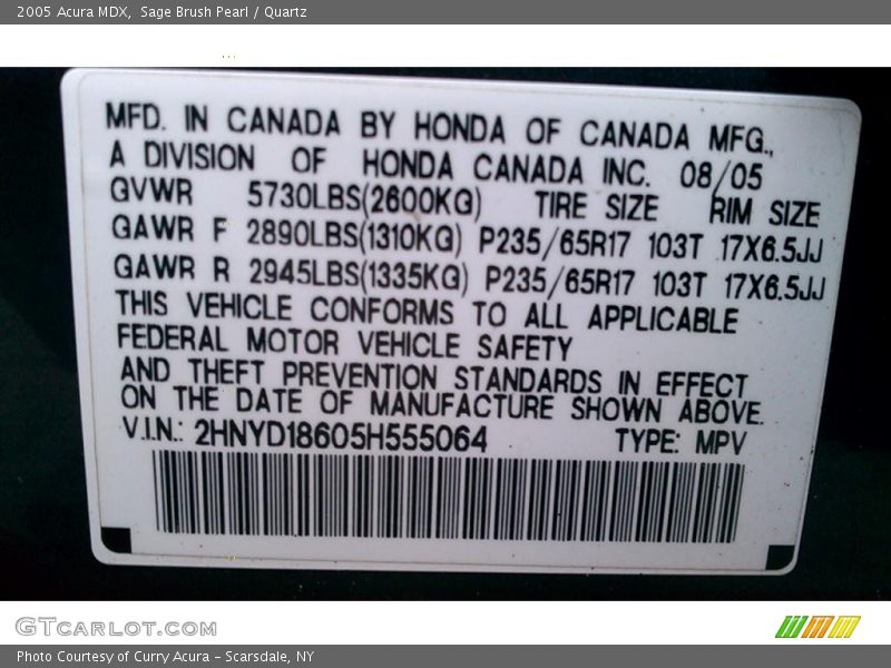 Sage Brush Pearl / Quartz 2005 Acura MDX