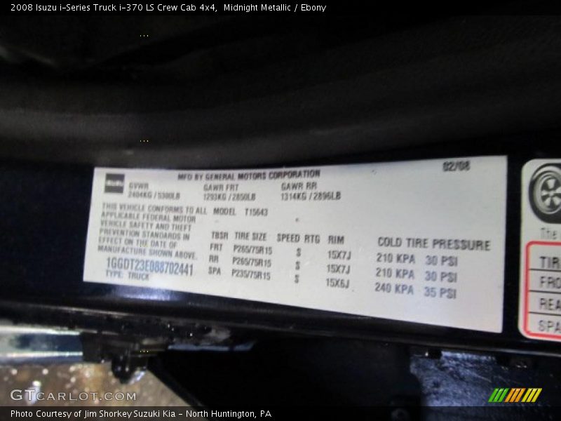 Midnight Metallic / Ebony 2008 Isuzu i-Series Truck i-370 LS Crew Cab 4x4