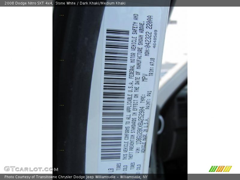 Stone White / Dark Khaki/Medium Khaki 2008 Dodge Nitro SXT 4x4