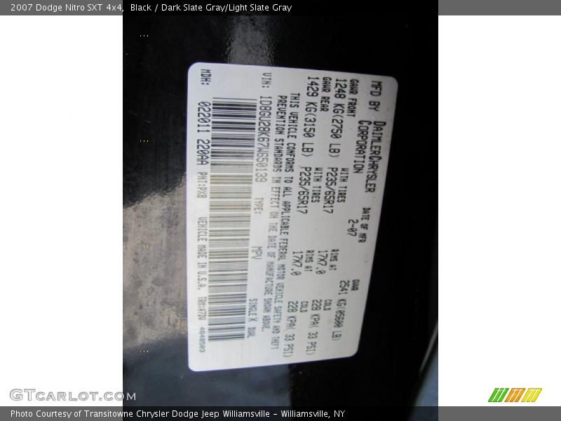 Black / Dark Slate Gray/Light Slate Gray 2007 Dodge Nitro SXT 4x4