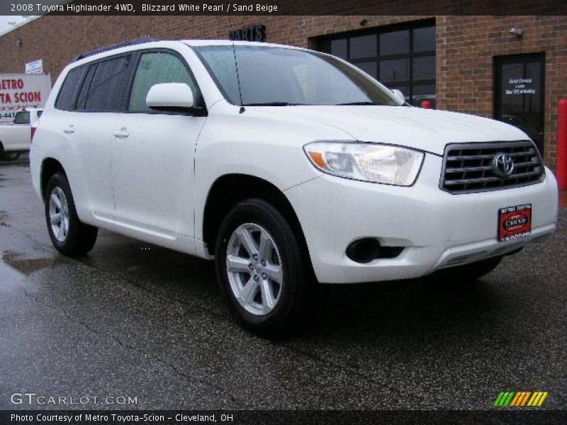 Blizzard White Pearl / Sand Beige 2008 Toyota Highlander 4WD