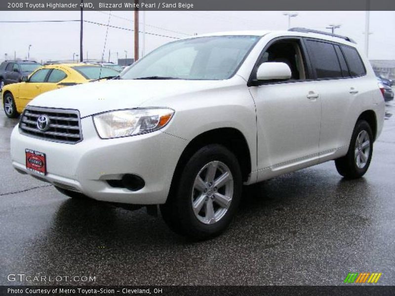 Blizzard White Pearl / Sand Beige 2008 Toyota Highlander 4WD