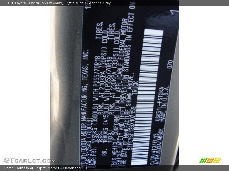 2011 Tundra TSS CrewMax Pyrite Mica Color Code 4T3