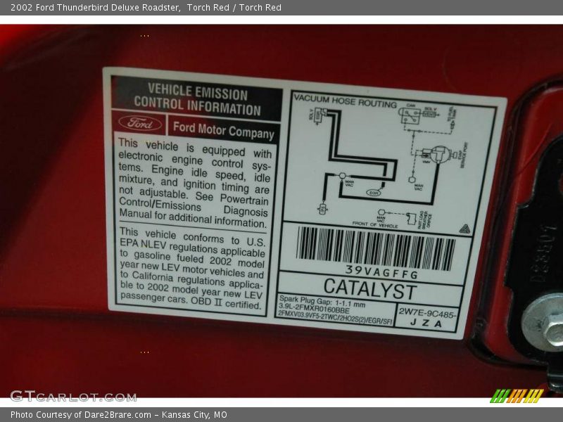 Torch Red / Torch Red 2002 Ford Thunderbird Deluxe Roadster