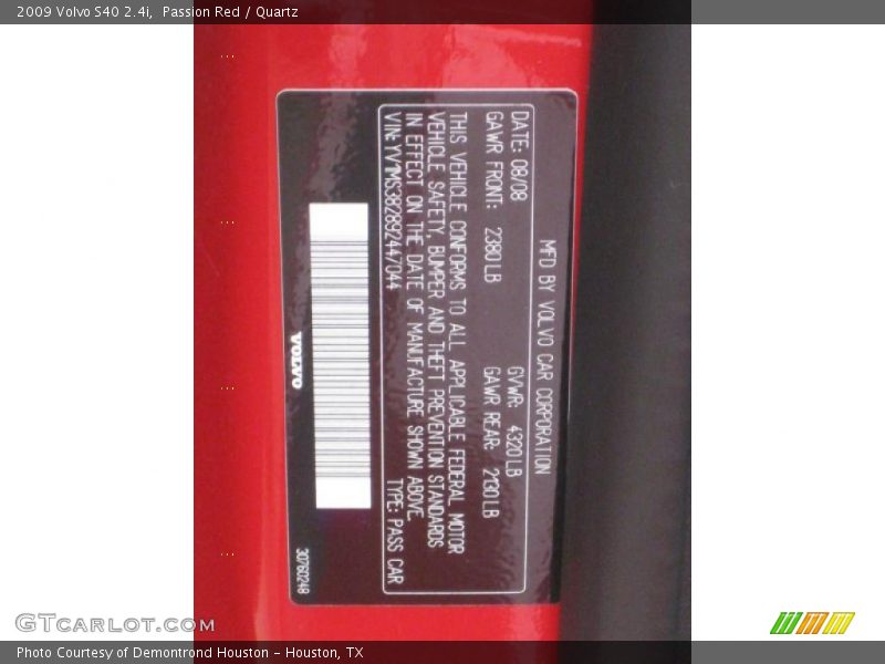 Passion Red / Quartz 2009 Volvo S40 2.4i