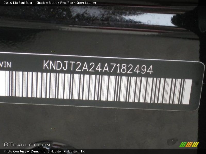 Shadow Black / Red/Black Sport Leather 2010 Kia Soul Sport