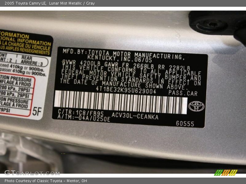 Lunar Mist Metallic / Gray 2005 Toyota Camry LE