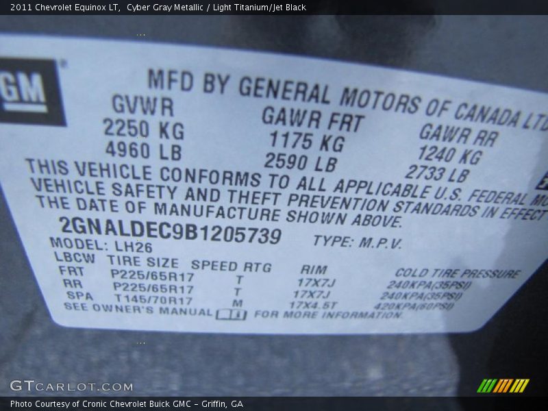 Cyber Gray Metallic / Light Titanium/Jet Black 2011 Chevrolet Equinox LT
