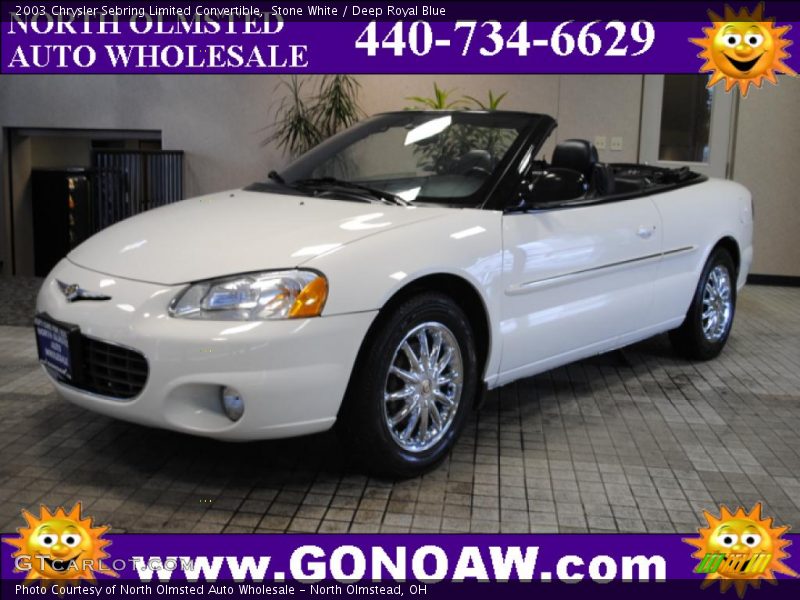 Stone White / Deep Royal Blue 2003 Chrysler Sebring Limited Convertible