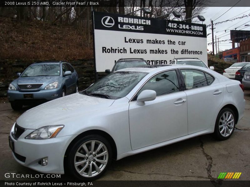 Glacier Frost Pearl / Black 2008 Lexus IS 250 AWD