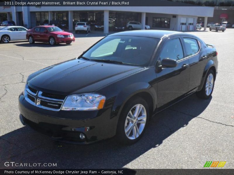 Brilliant Black Crystal Pearl / Black/Red 2011 Dodge Avenger Mainstreet