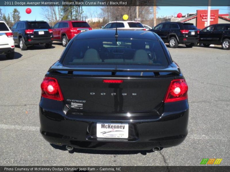 Brilliant Black Crystal Pearl / Black/Red 2011 Dodge Avenger Mainstreet