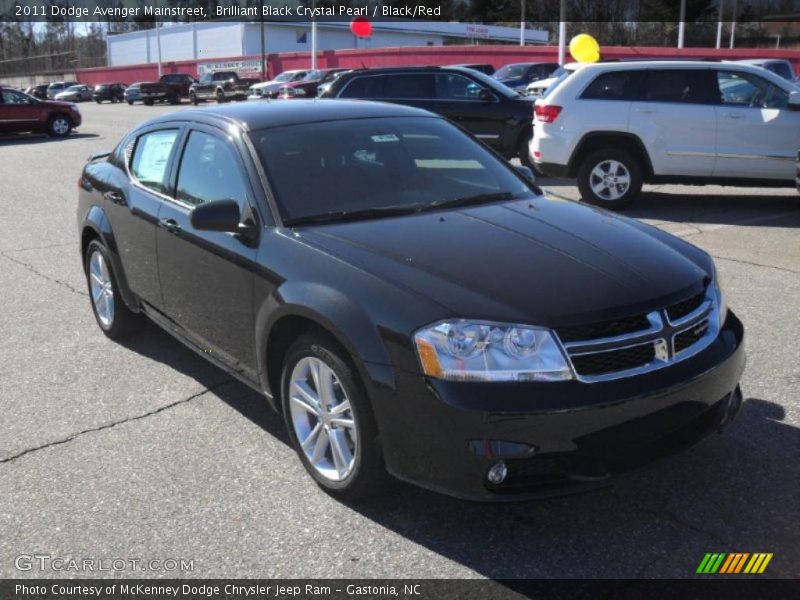 Brilliant Black Crystal Pearl / Black/Red 2011 Dodge Avenger Mainstreet