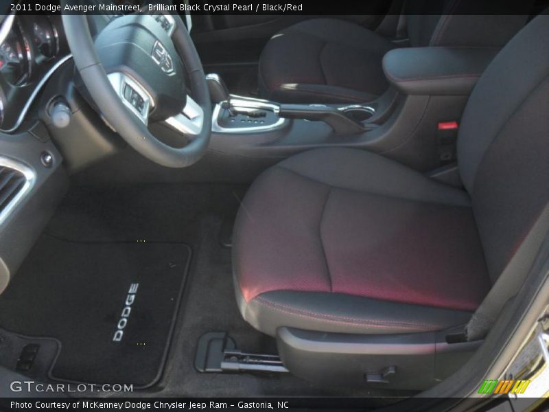 Brilliant Black Crystal Pearl / Black/Red 2011 Dodge Avenger Mainstreet