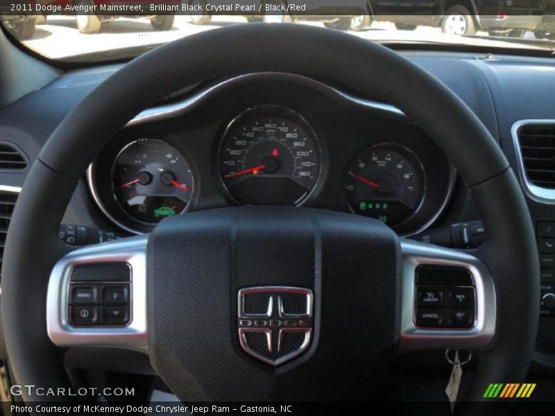 Brilliant Black Crystal Pearl / Black/Red 2011 Dodge Avenger Mainstreet